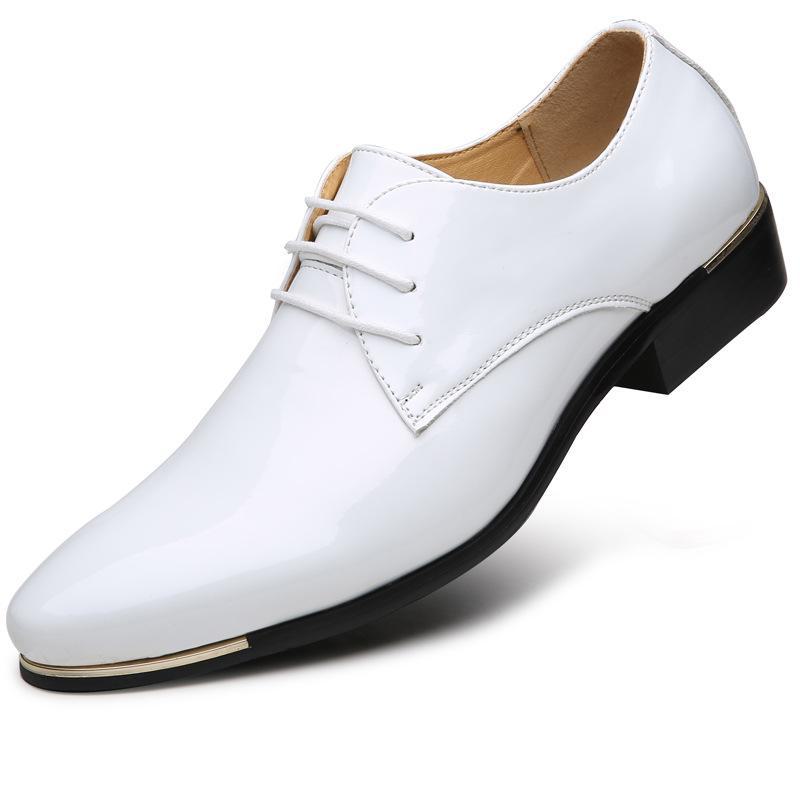 Retro Britse Heren Business Casual Lakleren Veterschoenen, Grote Maat 48