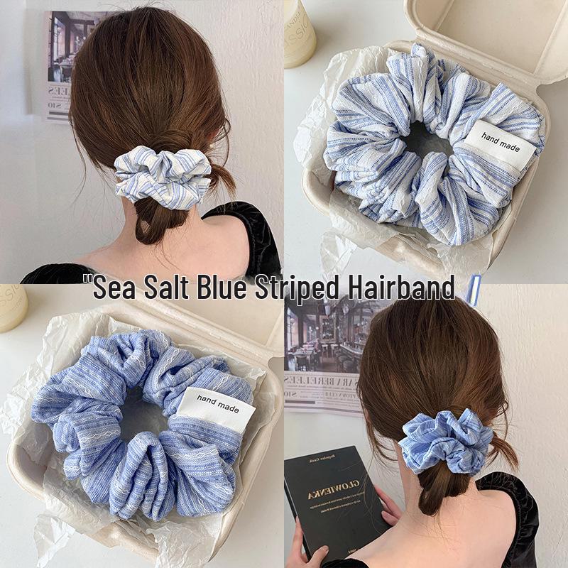 2025 Striped Ball Head Hair Tie: Large Intestine Style for High Ponytails