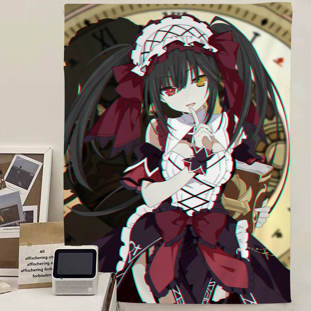 Cool And Cute T-Tokisaki Kurumi Anime Anime Tapestry Hanging Tarot Hippie Wall Rugs Dorm Home Decor