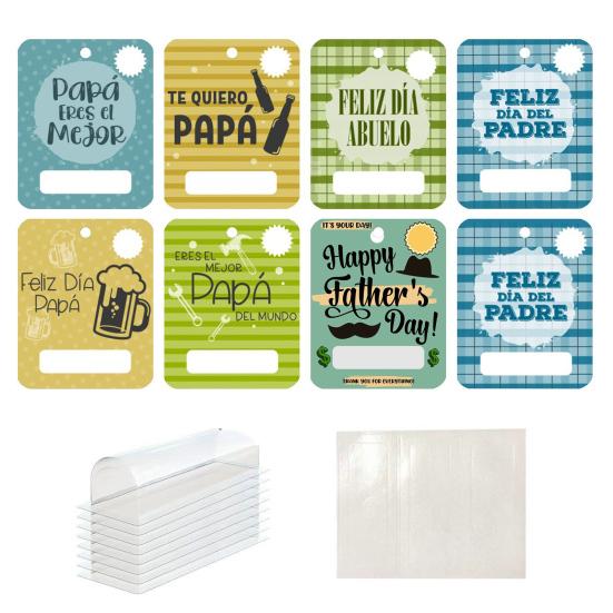8 Pcs Father's Day Money Holder Ornaments Cash Money Holder Card with Plastic Cover And Adhesive DIY Father's Day Appreciation Gift
