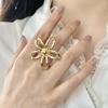 Elegant Geometric Flower Ring: Adjustable, Retro, and Fashionable for Women