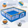 Parc Bébé avec 60 boules-Avec Tapis-2 Anneaux de Traction-Portable Centre d'activités Pour Enfants-180x200x65cm-Bleu