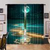 2 Pieces of Beach, Ocean, Moon Printed Curtains, Pole Bag Curtains 42*84, Home Decoration, Room Decoration