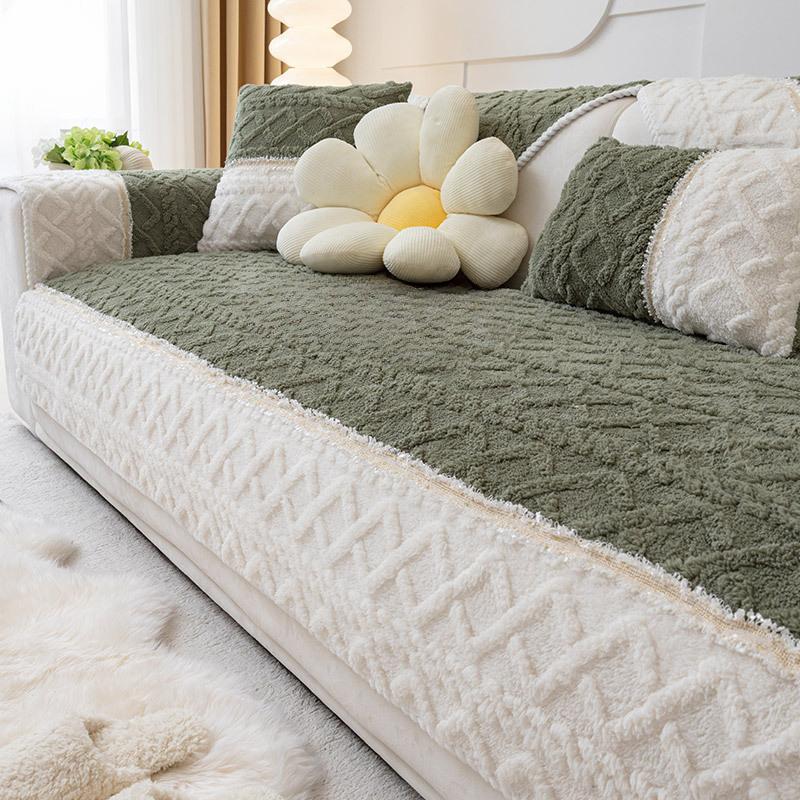 Plush Sofa Cushion Winter Antislip Cushion Korean Ins Leather Sofa Cover Cover Cloth Winter Blanket