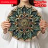 2D Flach, 1 Stück Runde Aluminium-Mandala-Dekorplatte, Aufwendige Ranken-Blumen-Ethnische Mandala-Kunst, Türkranz-Mittelstück, Ideal für Weihnachten, Diwali