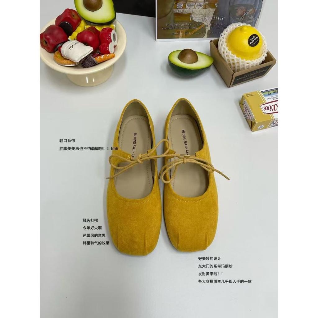 Retro Pleated Round Head Mary Jane Shoes Bow Ballet Shoes Women's Korean Version Versatile Comfortable Versatile Soft Sole Single Shoes