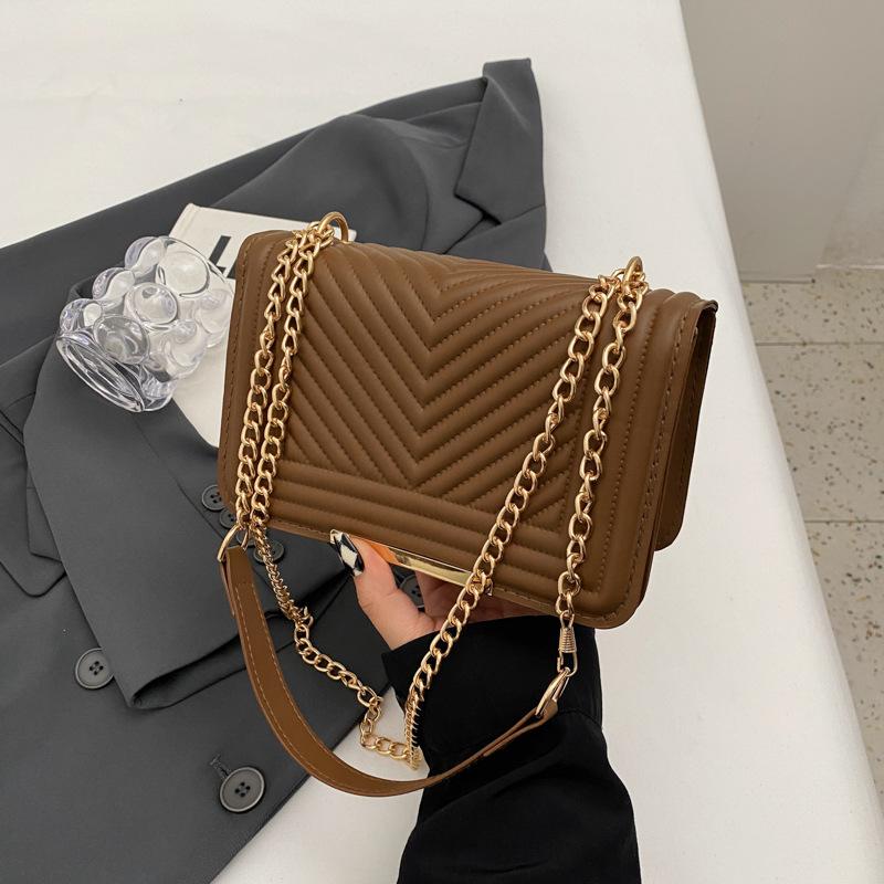 

Повсякденна мода маленька квадратна сумка жіноча 2024 зима новий тренд іноземний стиль ланцюжок сумка на плече проста сумка месенджер жіноча темно-коричневого кольору