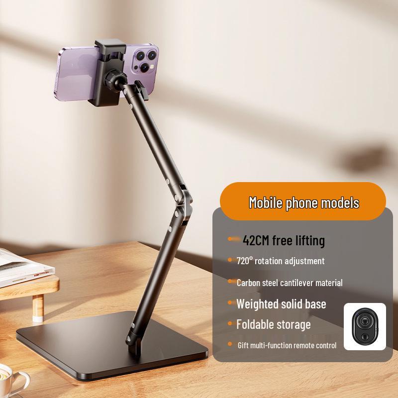 Adjustable Carbon Steel Double Arm Phone Stand for Live Streaming & Photography