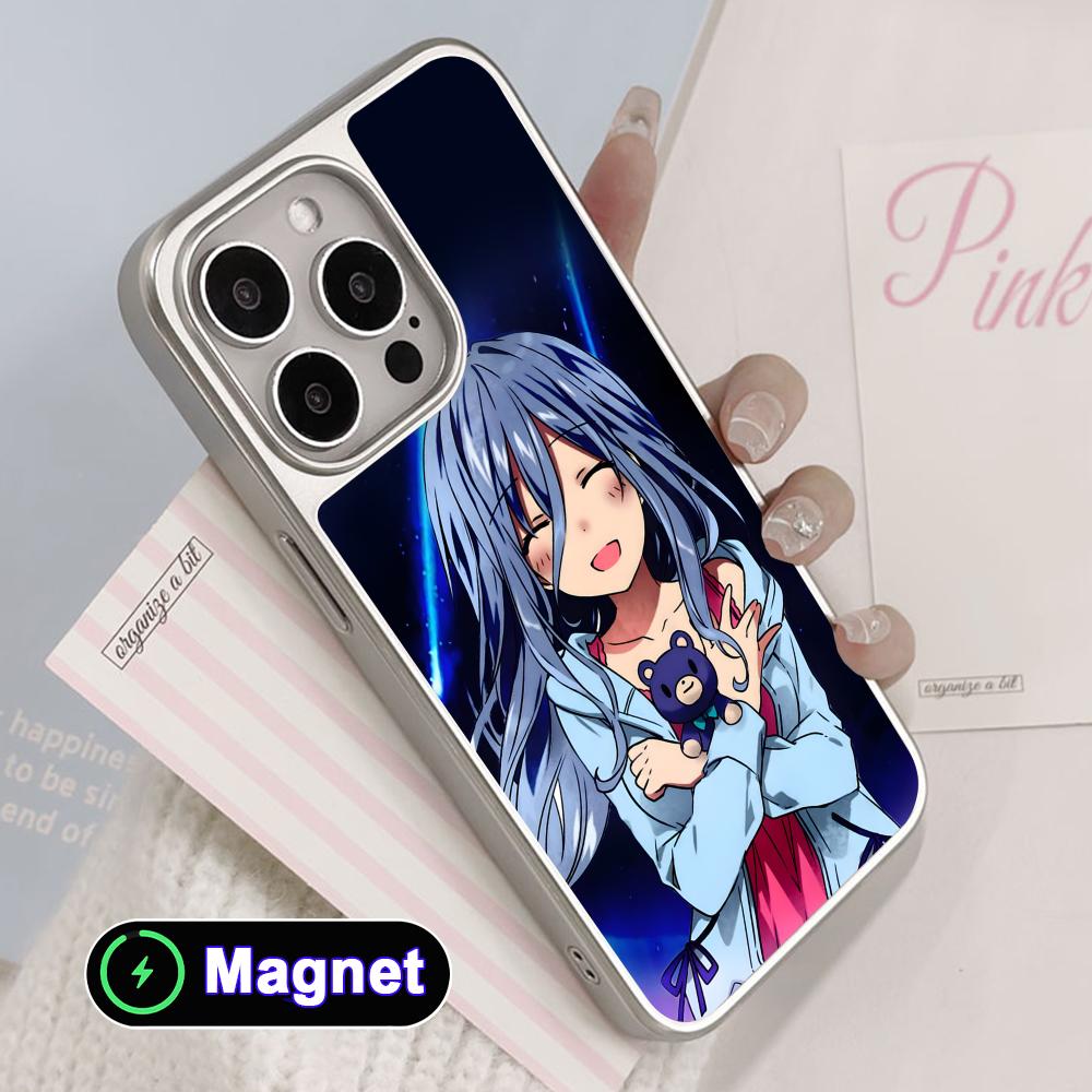 Date a Live Mio Takamiya Silver Plating Magsafe Mobile Phone Case for iPhone 17 16 15 14 13 12 11 Air Pro Max Plus Colorful