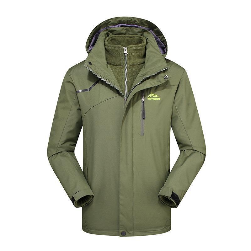 Windproof Outdoor Jacket Set: Couples' 3-in-1 with Detachable Fleece for Men & Women, Ideal for Autumn & Winter