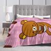 Cartoon Rilakkuma Blankets Flannel Summer Portable Super Warm Throw Blanket for Bedding Travel Bedspread
