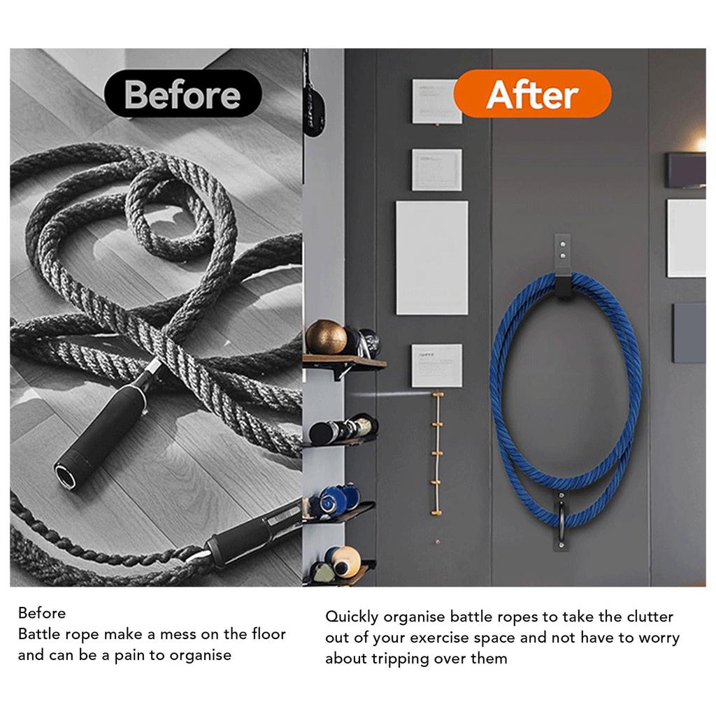 Battle Rope Wandanker-Set Kohlenstoffstahl Wandmontage Übungsseil Organizer Halterung mit Aufbewahrungshaken für Fitnessstudio