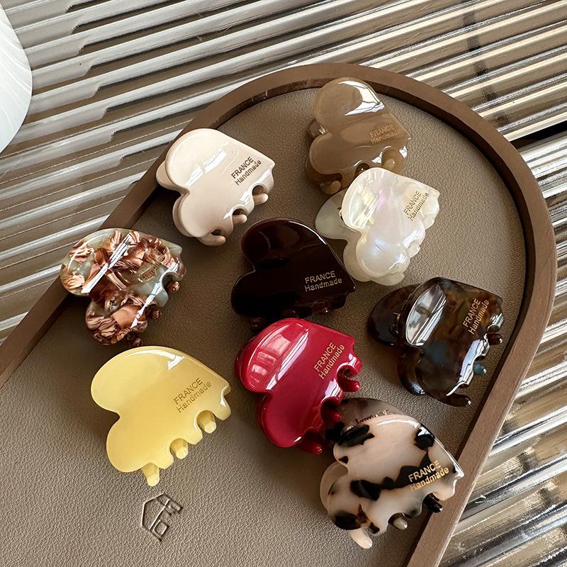 3.5cm Small Hair Claws Cute Acetate Heart Hair Clip Hairclaw For Girls Hairpins Children Women Hair Accessories Korean Hair Crabs