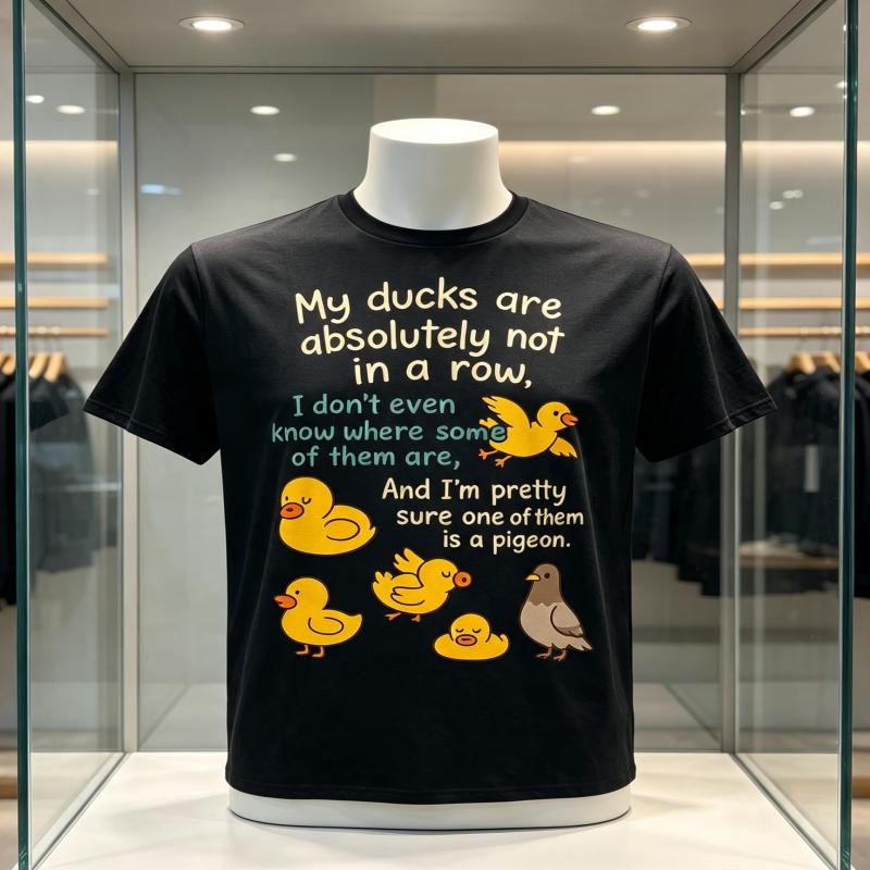 My Ducks Are Absolutely Not in A Row Pigeon Funny TShirt Casual Attire Machine Washable Tee