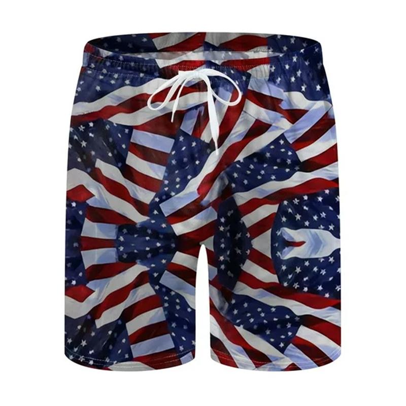 Herren Strandshorts USA Flagge 3D Druck Lustige Tiere Grafik Surfing Boardshorts Lässige Sommerferien Sportshorts Badeshorts Jungen