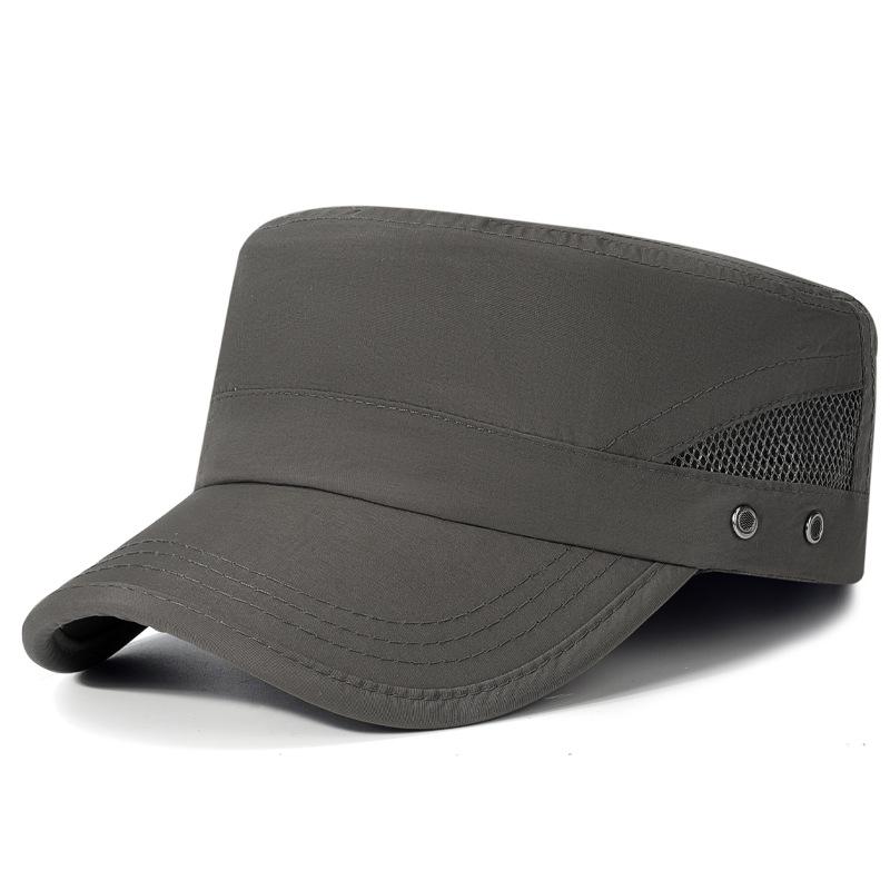

Summer Quick-Drying Flat Top Hat Middle-Aged and Elderly Mesh Sunshade Hat Outdoor Breathable Sports Cap темно-сірий