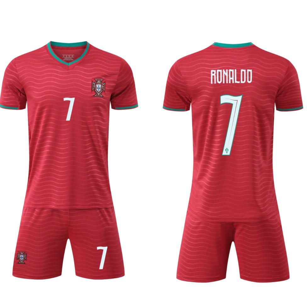 27 Portugal Home Court No. 7 (Red Pants) National Team Football Jersey Children'S Adult Set Size 14-3Xl