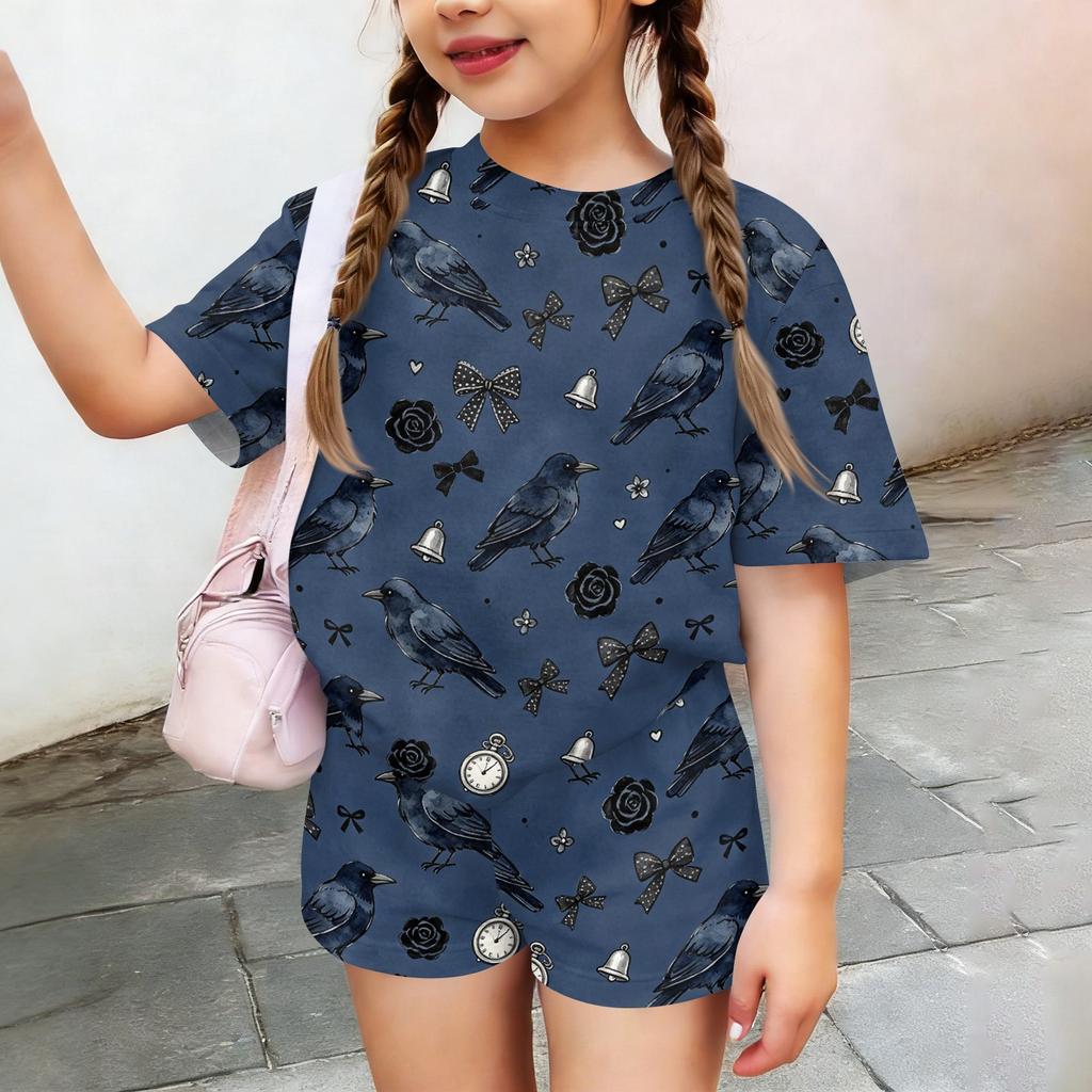Kids Casual Short Sleeve Top and Shorts Set Animal Print Lightweight Comfortable Summer Outfit for Boys and Girls