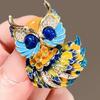 Elegant Enamel Owl Brooch Handcrafted With Intricate Colorful Artisan Design Pin For Formal Attire And Casual Outfits
