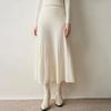 2025 Autumn/Winter Women's High-Waisted Knitted Cashmere A-Line Skirt with Slimming Flared Pleats