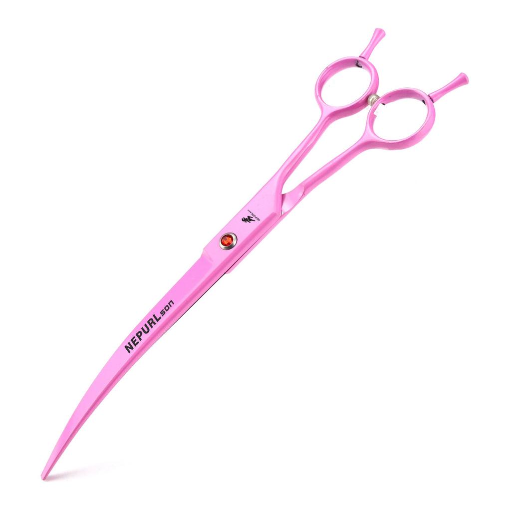 8" Napsen Pink Spray-Painted 3-Piece Pet Grooming Scissors: Straight Shears Set with Grooming Comb