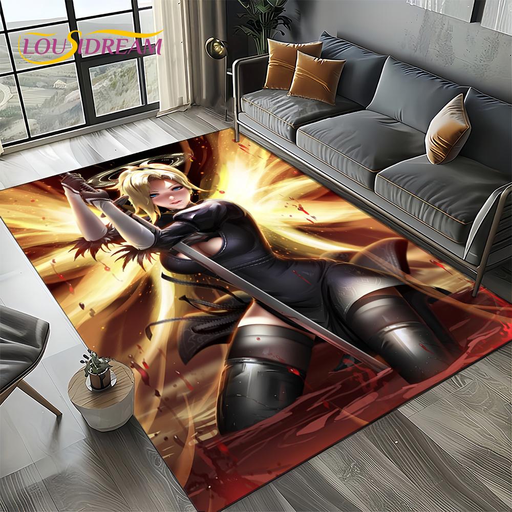 3D Sexy Krajka Krásná Dívka Dáma Kreslená Anime Postava Koberec Kobereček pro Obývací Pokoj Ložnici Domácí Dekorace Pohovky, Protiskluzová Podložka na Podlahu
