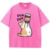 Manga Retro Washed Cotton T-Shirt Cat Chinoiserie Style Vintage Top Tee Casual Streetwear Men Women Unisex T Shirt