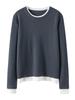 Women's Autumn Winter Patchwork Cashmere Round Neck Loose Pullover Knitwear
