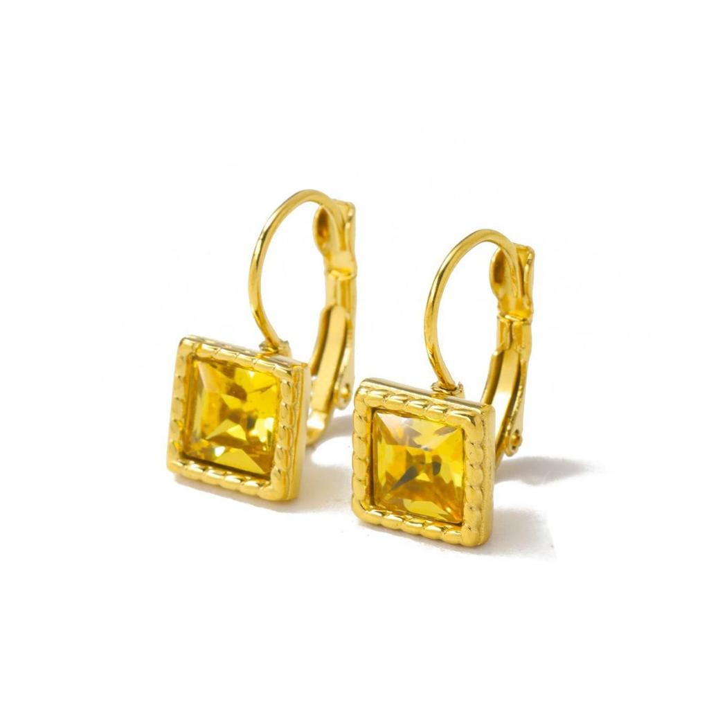 CARLIDANA Minimalist Women New Square Clip Earrings Tarnish Free 18k Gold Plated Stainless Steel Colorful Zircon Hoop Earrings