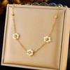 Pearl Flower Jewelry Set For Women Gold Plated Stainless Steel Necklace Bracelet Earrings