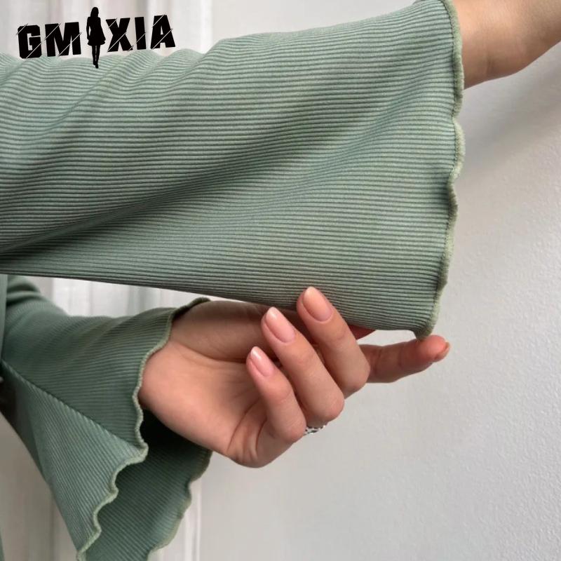 GMXIA Long Sleeve Shorts Autumn and Winter O-Neck Pajamas Two Piece Women's Home