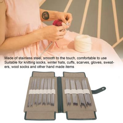 Knitting Needles Set Glossy Surface  Hand Tool Double Pointed Knitting Needles Portable with Storage Bag for Winter Hats
