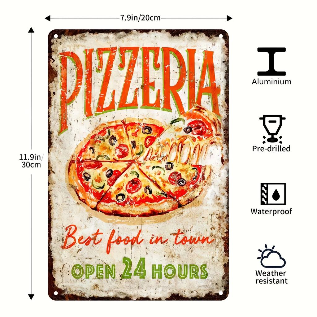 Vintage Art Pizza Metal Tin Sign,Shop Kitchen Ideal Gift For Dining Car Canteen Restaurant People Who Like Good Food Wall Decor