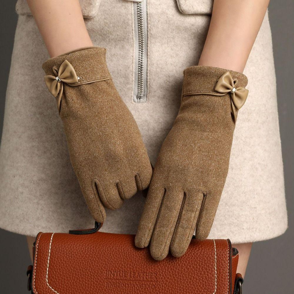 Velvet Warm Gloves Suede Mittens Full Finger Gloves Female Gloves Winter Gloves  Gloves