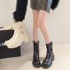 2025 Women's Fashion Boots Round Toe Square Heel Side Zipper Two Wear Women Boots Retro All-match Spring and Autumn Single Boots