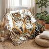 Tiger Majesty In Art Theme Blanket Lightweight Warm Flannel Blanket Decorative Throw Blanket for Home Decoration