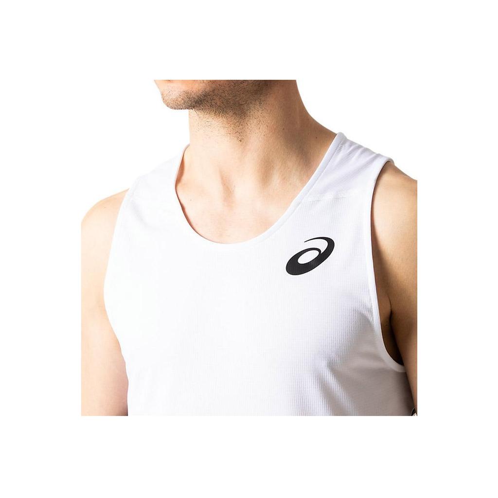 Asics Logo Print Striped Detail Pullover Running Tank Top Men Tank Tops White 2091A124-100
