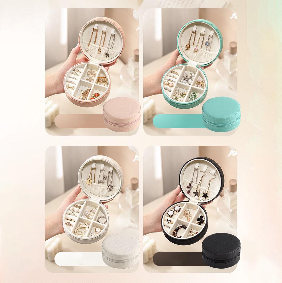 1pc Small Travel Jewellery Organiser Storage Case,Mini PU Leather Travel Jewelry Storage Case for Rings Earrings Necklace