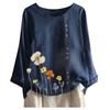 Women Casual Floral Print Long Sleeve Button  Loose T-Shirt Top Blouse