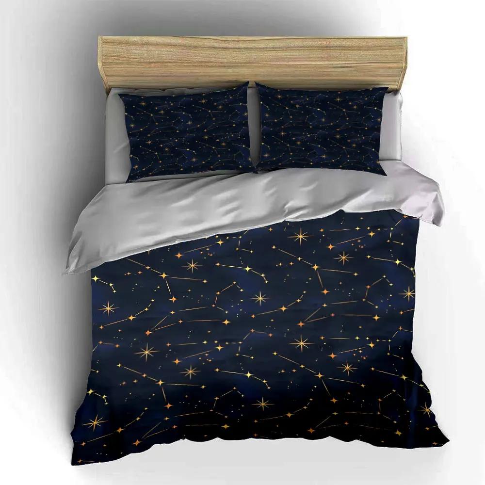 "Starry Sky Constellation Decor Set" Soft Comfortable Duvet Cover Bedding Set Included 1*Duvet Cover & 2*Pillowcases Gift