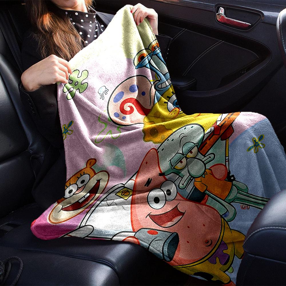 1Pc Spongebob Friends Adventure Blanket Soft Throw Blanket For Home Bedroom Bed Sofa Travel Office Solid Christmas Blanket