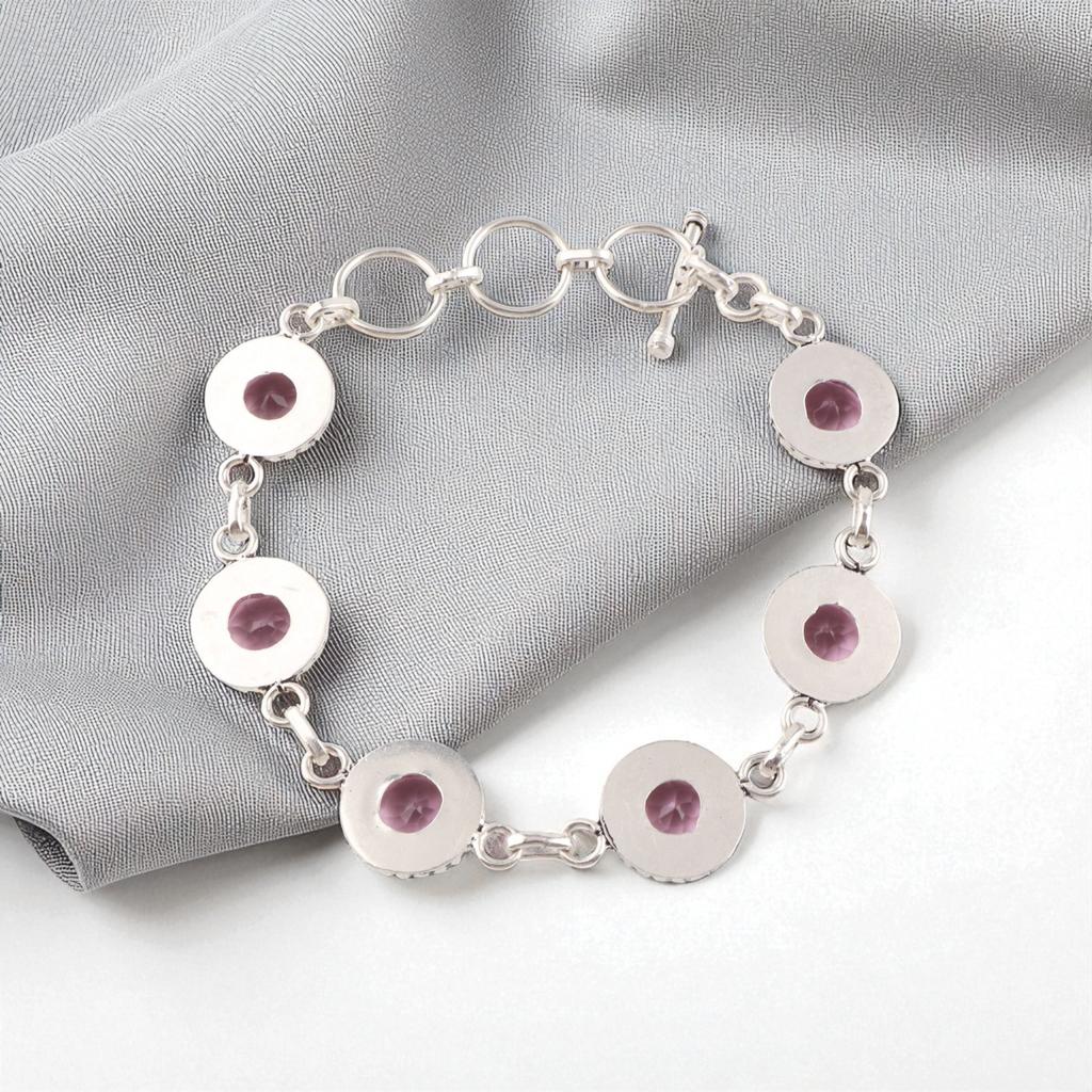 Morganite Gemstone 925 Sterling Silver Jewelry Handmade Bracelet 7-9" For Gift RB-17-7