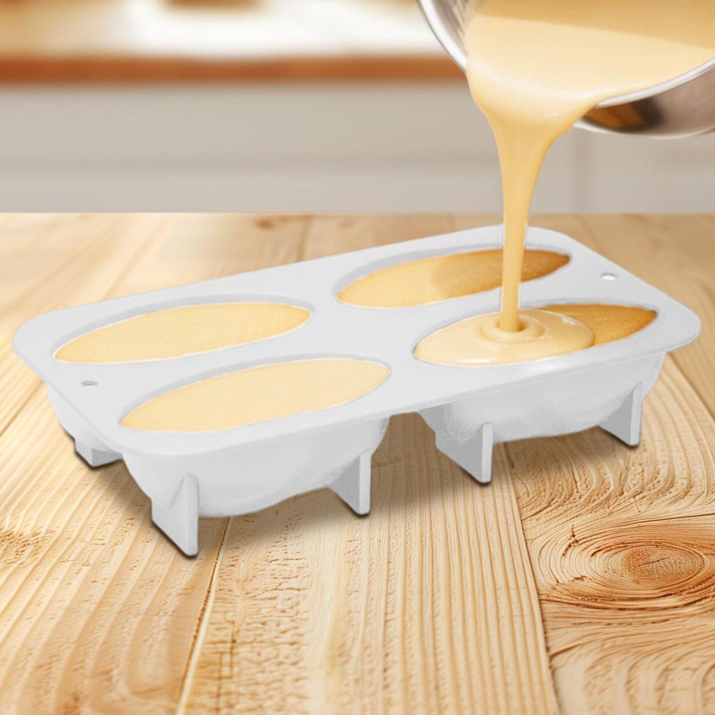 Silicone Baking Mold 4-Cavity Food Grade Nonstick Baking Silicone Molds Muffin Fan for Chocolate Candy Dessert Home Apartment