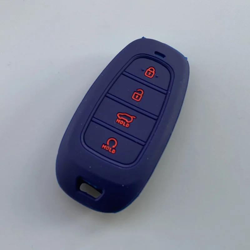 Silicone Car Key Case Cover for Hyundai Santa Fe Sonata Hybrid NEXO Tucson NX4 Solaris New Grand Car Key Chain Shell Accessories