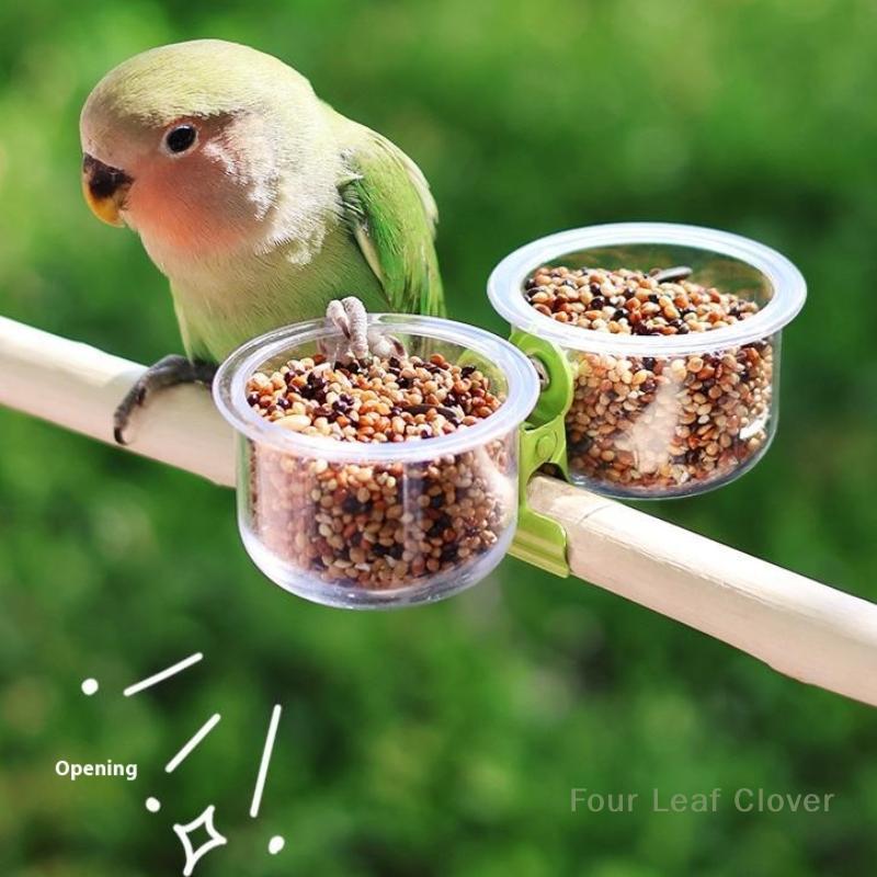 Parrot Food Bowl Feeder Cup With Clip Small Pet Bird Feeding Basin Bracket Feeder Water Bowl Bird Cage Feeder Pet Accessories