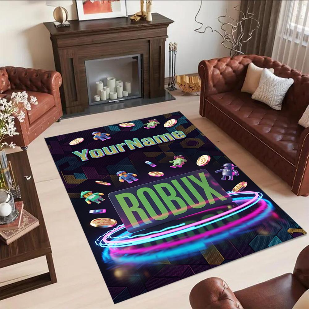 Roblox 95 Customize Your Name Floor Rug Office Rug Suitable for Playrooms Outdoor Hallway Bedrooms Anti-slip Rug Decorate Offices