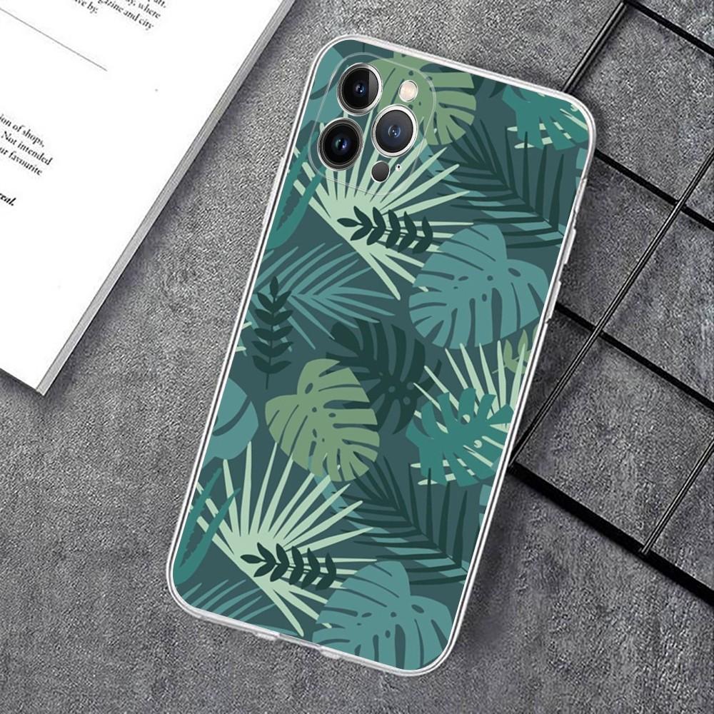 Leaves Monstera Green Phone Case For IPhone 14 11 12 13 Mini Pro XS Max Cover 6 7 8 Plus X XR SE 2020 Funda Shell