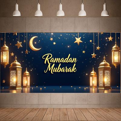 Linterna Ramadan Mubarak Banner de Fondo Decoración de Evento de Celebración Islámica Suministros para Fiesta Accesorios de Fotografía Decoraciones Fondo