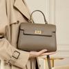 Genuine Leather Kelly Bag Classic Commuter Women's Bag New Versatile Cowhide Shoulder Bag Trendy Retro Hand Crossbody Small Bag
