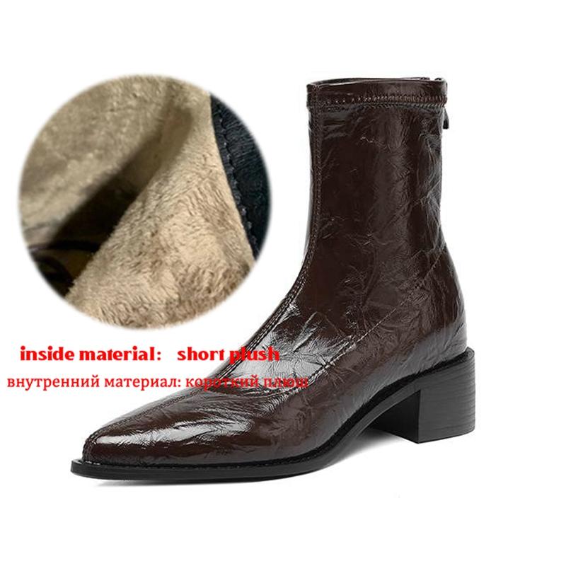 Krazing Po Microfiber Winter Pointed Toe Size 33 Western Boots Size 43 Concise Style Med Heels Ankle Boots